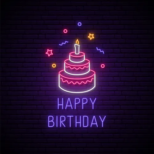Happy Birthday with Cake Neon Sign - Neon Signs Now - UK