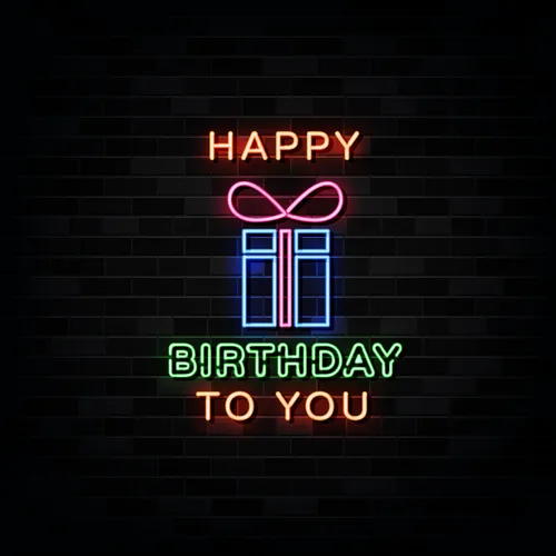Happy Birthday To You with Gift Neon Sign - Neon Signs Now - UK