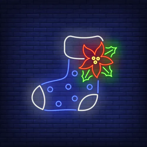 Boot Sock with Ponsettia Flower Neon Sign - Neon Signs Now - UK