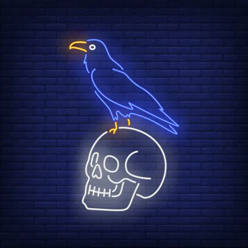 Crow Sitting Human Skull Neon Sign - Neon Signs Now - UK