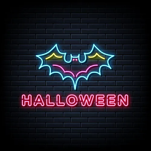 Halloween Neon Sign with Bat - Neon Signs Now - UK