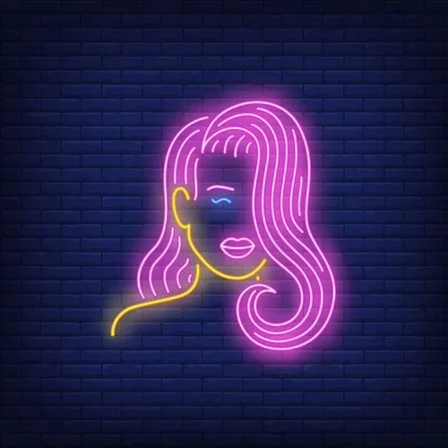 Girl with Pink Hair Neon Sign - Neon Signs Now - UK