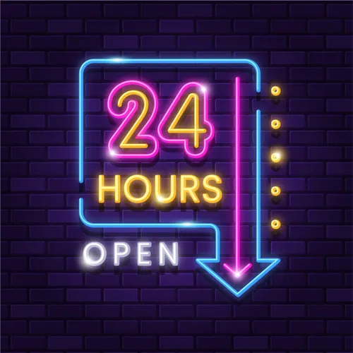24 Hours Open Neon Sign - Neon Signs Now - UK