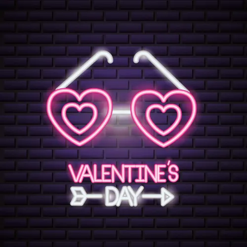 Valentines Day With Heart Sunglasses - Neon Signs Now - UK
