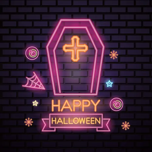 Pink Halloween Coffin Cross Neon Sign - Neon Signs Now - UK