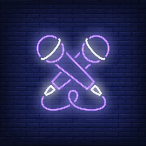 Crossed Microphone Neon Sign - Neon Signs Now - UK