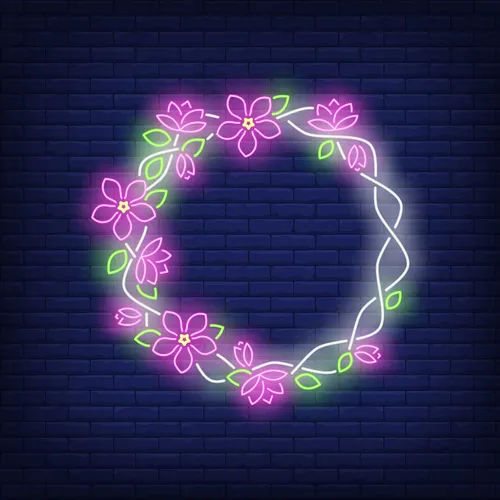 Floral Round Frame Neon Sign - Neon Signs Now - UK