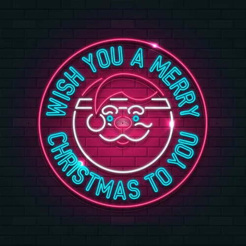 Circle Santa Christmas Neon Sign - Neon Signs Now - UK