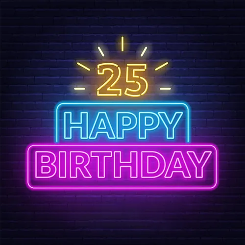 25th Happy Birthday Neon Sign - Neon Signs Now - UK