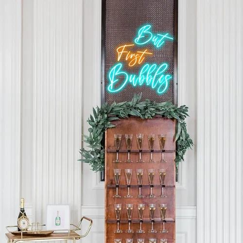 But First Bubbles Wedding Party Neon Sign - Neon Signs Now - UK