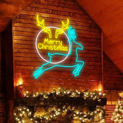 Merry Christmas Deer Neon Sign