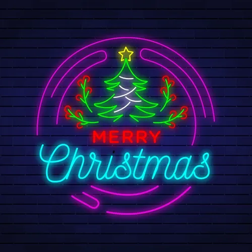 Merry Christmas Flower Tree Neon Sign - Neon Signs Now - UK