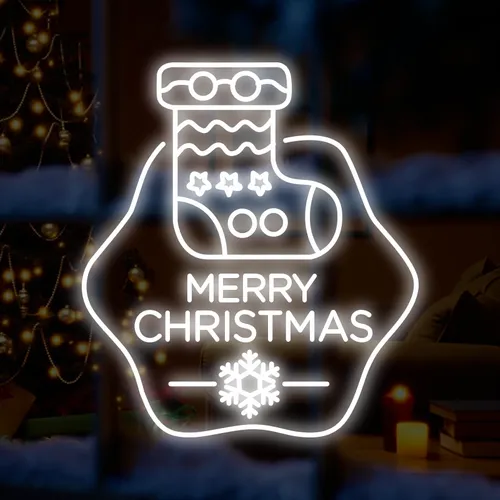Merry Christmas Handmade Sock Neon Sign - Neon Signs Now - UK