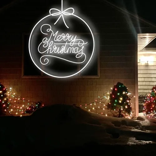 Merry  Christmas Circle Typography Neon Sign - Neon Signs Now - UK