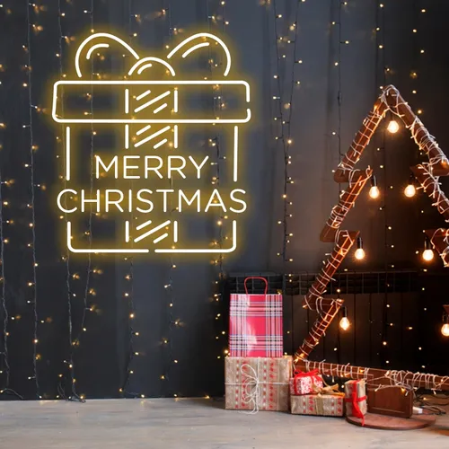 Merry Christmas Gift Neon Sign - Neon Signs Now - UK