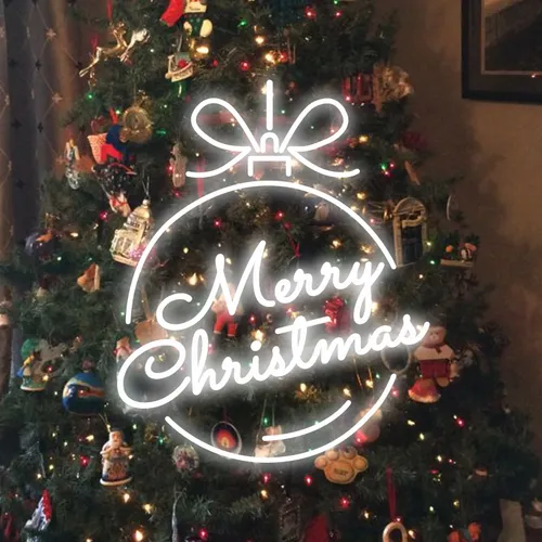 Merry Christmas Circle Text Neon Sign - Neon Signs Now - UK