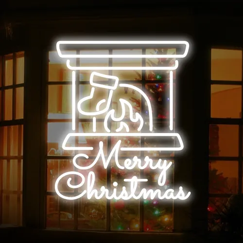 Merry Christmas Chimney Neon Sign - Neon Signs Now - UK