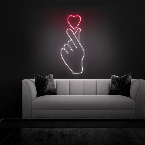 Finger Heart Neon Sign - Neon Signs Now - UK