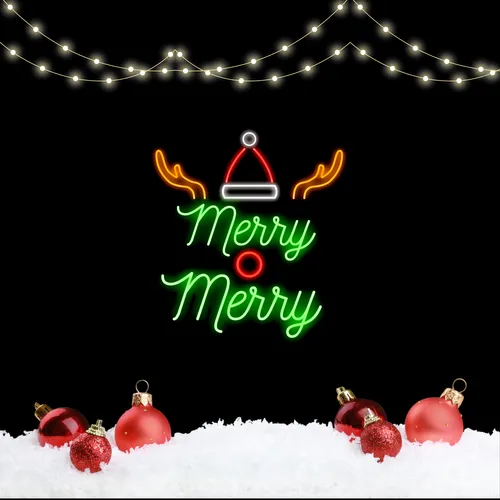 Merry Merry Deer Neon Sign - Neon Signs Now - UK
