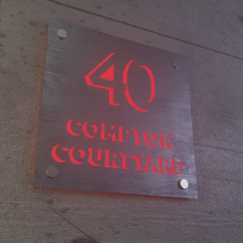 Laser Cutout Backlit Lightbox House Number - Neon Signs Now - UK