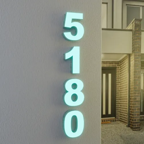 Face Lit House Number - Neon Signs Now - UK