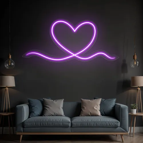 Purple Heart Neon Sign - Neon Signs Now - UK