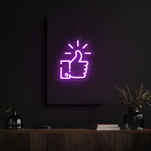 Purple Thumbs Up Neon Sign