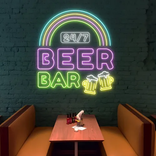 24/7 Rainbow Beer Bar Neon Sign - Neon Signs Now - UK