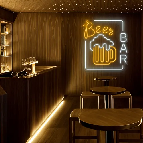 Amber Beer Mug Bar Sign - Neon Signs Now - UK