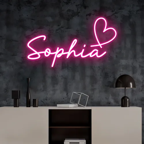 Sophia with Heart Neon Sign - Neon Signs Now - UK