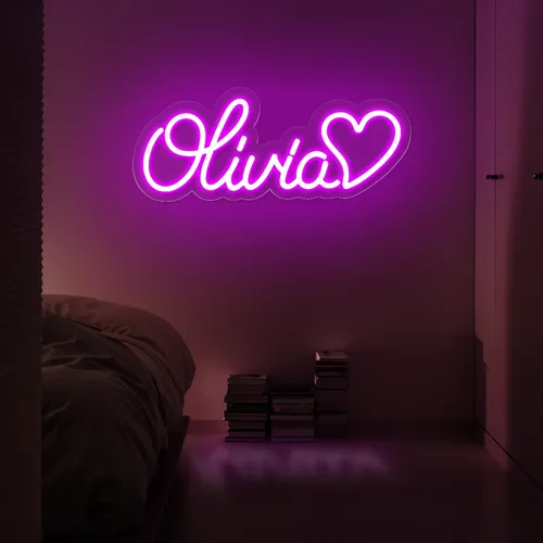 Olivia with Heart Neon Sign - Neon Signs Now - UK