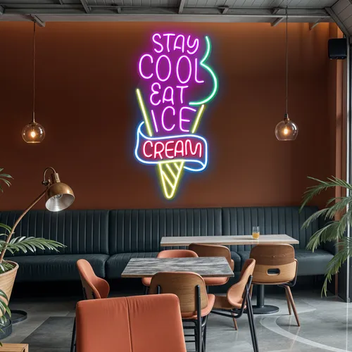 Stay Cool n Eat Ice Cream Neon Sign - Neon Signs Now - UK