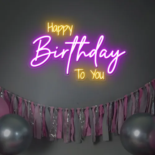 Bright Happy Birthday Neon Sign - Neon Signs Now - UK