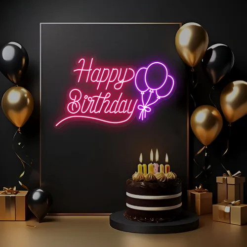 Happy Birthday Glow Neon Sign - Neon Signs Now - UK