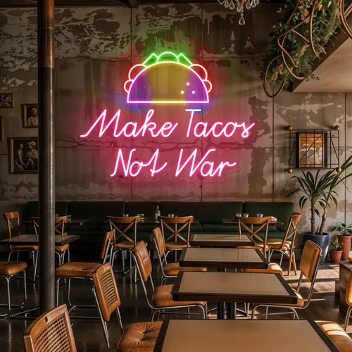 Crispy "Make Tacos Not War" Neon Sign - Neon Signs Now - UK