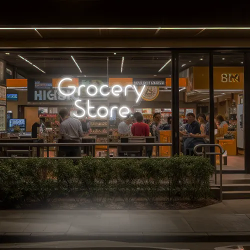 Grocery Store Window Neon Sign - Neon Signs Now - UK