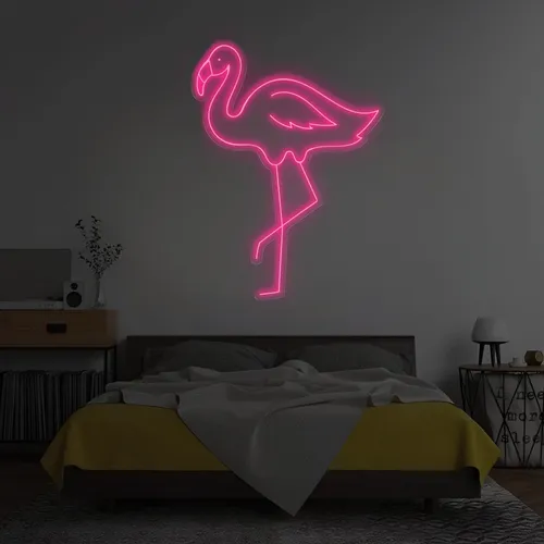 Single Flamingo Vertical Neon Sign - Neon Signs Now - UK
