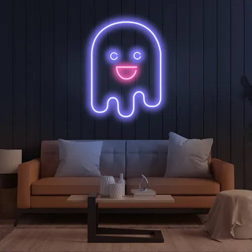 Ghost Cartoon Vertical Neon Sign - Neon Signs Now - UK