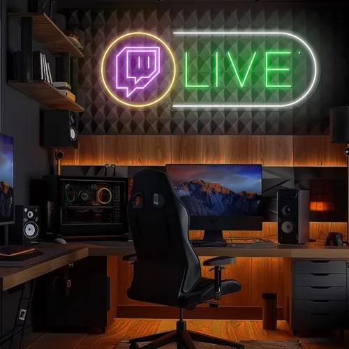 Twitch Live Streaming Neon Sign