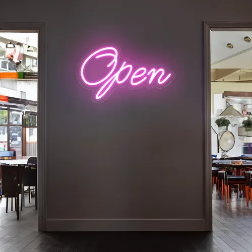 Open Script Neon Sign - Neon Signs Now - UK