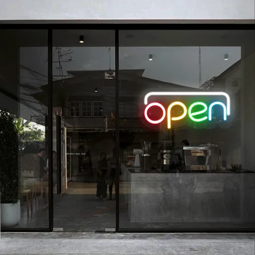 Open Multicolour Neon Sign - Neon Signs Now - UK
