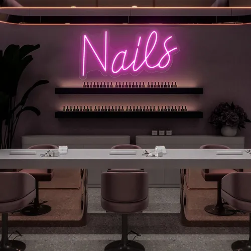 Nails Script Neon Sign - Neon Signs Now - UK