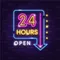 24 Hours Open Neon Sign - Neon Signs Now - UK