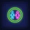 Boy & Girl Silhouettes Circle Neon Sign - Neon Signs Now - UK