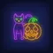 Scary Pumpkin Cat Neon Sign - Neon Signs Now - UK